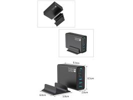 BLACKBIRD BH1669 Hálózati Töltő GAN 135W 3xUSB-C 20W + 3xUSB 5V, Fekete