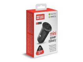 COLORWAY Autós töltő, CW-CHA029PD-GR, 2xUSB (Type-C PD20W + USB QC3.0 ) (38W) szürke