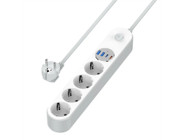 COLORWAY Hálózati elosztó 4 dugalj, 4xUSB (Type-C 2PD20W + 2USB QC3.0) (20 W), 2 m, fehér (CW-CHE44PDW)