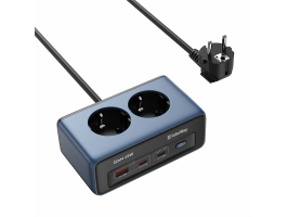 COLORWAY Hálózati és USB elosztó, 2 dugalj, 2x220V/1xUSB-A/2xUSB-C (GaN45W) (CW-CHE25PDB)