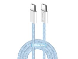COLORWAY Kábel Type-C fonott pamut, PD Fast Charging 60W, 3,0A 1M kék (CW-CBPDCC061-BL)