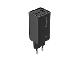 COLORWAY GaN3 Pro Power Delivery USB-A + 2 USB TYPE-C töltő adapter, 65W,  fekete (CW-CHS039PD-BK)