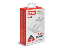COLORWAY USB töltő adapter, Power Delivery Port USB Type-C 20W V2 fehér (CW-CHS026PD-WT)