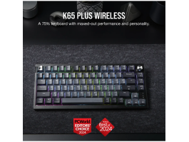 CORSAIR Vezeték Nélküli Billentyűzet Gaming, K65 PLUS 75%, Mechanikus, MLX Red switch, US, fekete