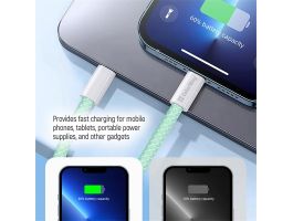 COLORWAY Kábel Type-C fonott pamut, PD Fast Charging 60W, 3,0A 1M zöld (CW-CBPDCC061-G)