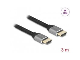 DELOCK kábel HDMI male / male összekötő 48 Gbps 8K 60Hz tanúsítvánnyal 3m szürke (83997)