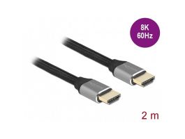 DELOCK kábel HDMI male/male összekötő 8K 60Hz 48 Gbps Certified, 2m (83996) szürke