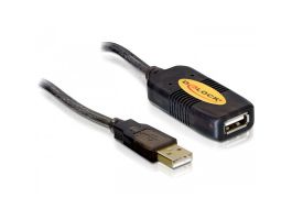 DELOCK USB2.0 aktív hosszabbító kábel, 10m (82446) Fekete