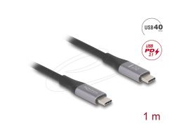 DELOCK kábel USB 40 Gbps Type-C male / male összekötő PD 3.1 240W E-Marker 1m szürke fém (81191)