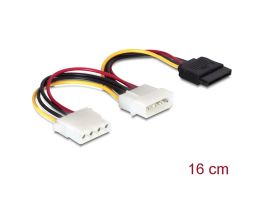 DELOCK Tápkábel Molex 4 pin male > SATA 15 pin female + 4 pin female (60103)