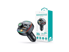 DEVIA Bluetooth FM-transmitter/autós gyorstöltő 30W PD+QC 2xUSB/AUX/MP3 (ST112513)