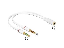 Delock Headset adapter 1x 3.5 mm 4tűs sztereó jack anya > 2x 3.5 mm 3tűs sztereó jack apa (65585)
