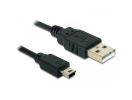 Delock USB 2.0-s kábel A-típusú csatlakozódugóval > USB 2.0 Mini-B csatlakozódugóval, 0,7 m, fekete (82396)