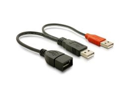 Delock Y kábel 2 db USB 2.0 A típusú apa > 1 db USB 2.0 A típusú anya 20 cm (65306)