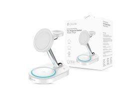 Devia Extreme Speed Series 15W Qi 3 In 1 vezeték nélküli töltő Smartphone/iWatch/Airpods - fehér (ST111844)