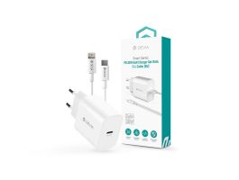 Devia Smart Series 30W GaN PD+QC hálózati gyorstöltő adapter + Type-C/Lightning kábel - fehér (ST109568)