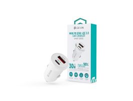 Devia Smart Series Mini 30W PD+QC USB+Type-C autós töltő adapter - fehér (ST112421)