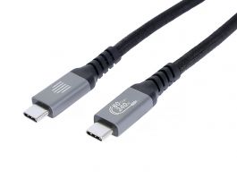 Dviced USB4 Braided kábel, 80 Gbps, 240 W, Thunderbolt kompatibilis 1m, fekete (DV120014)