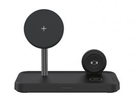 Dviced 3-in-1 magnetic wireless stand w cable, wall charger, Black (DV230005)