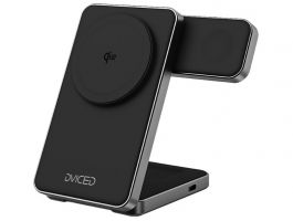Dviced 3-in-1 Foldable Qi2 magnetic wireless charger stand w cable, wall charger, Black (DV230010)