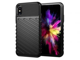 Gigapack Szilikon telefonvédő (ütésállóság, csíkos, dombor minta) FEKETE - [Apple iPhone XS 5.8] (GP-102750)