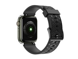 Pótszíj (egyedi méret, nagy, szilikon, 3D) FEKETE - [Apple Watch Series 10 46mm] (GP-142691)