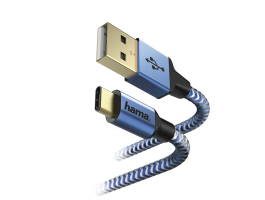 HAMA 201558, FIC E3 ADATKÁBEL USB TYPE-C "REFLECTIVE" 1,5M, KÉK