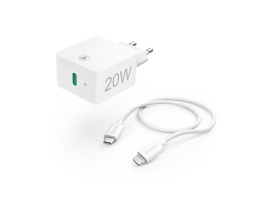 Hama FIC E3 hálózati töltő szett, (PD) 20W+Type-C - Lightning, 1 méter, fehér (201620)