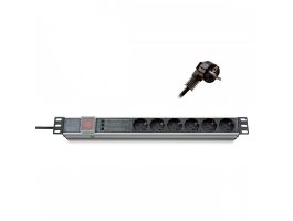 KELINE Elosztópanel 19" 9x250V, kontrol LED visszajelzővel 1U, 2,3m C14 csatlakozóval (620S09U)