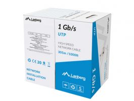 Lanberg 1Gb/s U/UTP rézzel bevont (CCA) fali kábel, 305m, AWG23, 250Mhz, Fca, szürke (LCU6-10CC-0305-S)