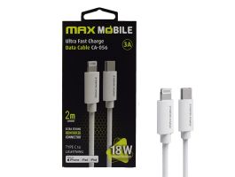 Max Mobile CA-001 Lightning - USB-C Adat- és töltőkábel (3858892933787) Fehér