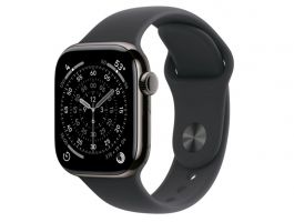 Apple Watch Series 11 GPS + Cellular 42mm Slate Titanium Case with Black Sport Band - M/L (MF8T4MP/A)
