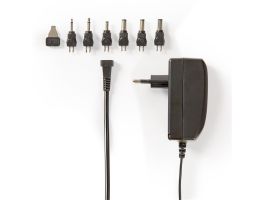 NEDIS ACPA003 univerzális hálózati adapter, állítható 9V-24V, 1,8m, 24W, 6 cserélhető adapter fej, fekete