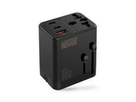 NEWELL GAN gyorstöltő adapter utazáshoz, 65W, AC aljzat, 1 db USB-A port 2 db USB-C port, kivehető dugók (NL3821)