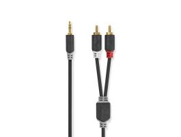 Nedis CABW22200AT20 sztereo audió kábel 3,5mm sztereo jack - 2x RCA, Aranyozott, 2 m
