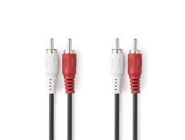 Nedis CAGL24200BK100 sztereo audio kábel, 2 X RCA dugó - 2 X RCA dugó, hossz 10m