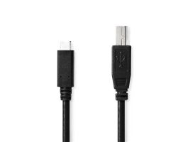 Nedis CCGB60650BK20 USB-C dugó - USB- B dugó kábel, 480 Mbps, 2m
