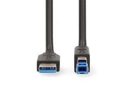 Nedis CCGB61100BK20 USB 3.2 Gen 1 | USB-A Dugasz - USB-B Dugasz | 5 Gbps | Nikkelezett | 2,00 m