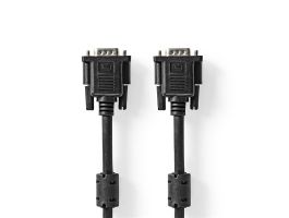 Nedis CCGL59000BK30, VGA kábel, VGA dugó Nikkelezett Maximális felbontás: 1280x768 3,00 m Kerek ABS Fekete