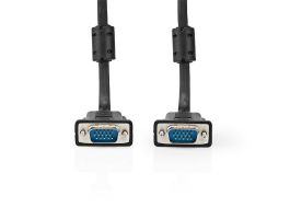 Nedis CCGL59000BK50, VGA kábel, VGA dugó Nikkelezett Maximális felbontás: 1280x768, hossz: 5m