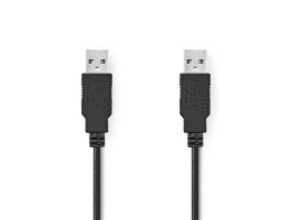 Nedis USB A apa - USB-A apa kábel, USB2.0, hossz: 2m (CCGL60000BK20)