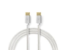 Nedis CCTB37014AL20 DisplayPort 1.4 kábel, displayport dugó - display port dugó, aranyozott csatlakozók, 8K@60Hz, 2m