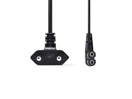Nedis CEGL11055BK30 tápkábel, Euro Férfi | IEC-320-C7 | Szögletes | szögben balra | Nikkelezett | 3,00 m | Lakás | PVC |