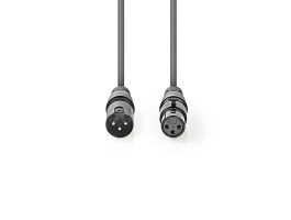 Nedis COTH15010GYO5 félprofi XLR audio kábel,XLR dugó- aljzat, 0.5m, rugalmas