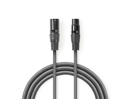 Nedis COTH15012GY05 DMX adapter kábel, XLR 3 tűs dugó, XLR 3 tűs anya, Nikkelezett, 0,50 m, kerek, PVC, Sötétszürke