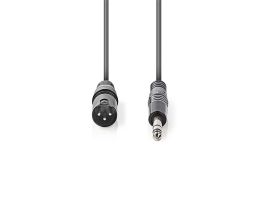 Nedis COTH15100GY30 félprofi audio kábel, 6,35mm sztereo jack dugó - 3p XLR dugó, hossz 3m, rugalmas