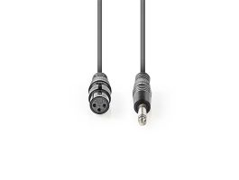 Nedis COTH15120GY15 félprofi audio kábel, 6,35mm mono jack dugó - 3p XLR aljzat, hossz 1,5m, rugalmas