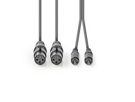 Nedis COTH15230GY15 félprofi audio kábel, 2x XLR aljzat - 2x RCA dugó, 1,5m