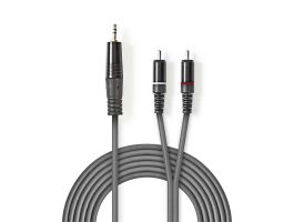 Nedis COTH22200GY15 félprofi audio kábel, 3,5mm sztero jack dugó - 2 x RCA dugó, 1.5m, rugalmas