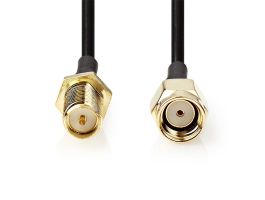 Nedis CSGL02210BK10 SMA kábel, RP SMA férfi, RP SMA női, Aranyozott, 50 Ohm, Egyetlen árnyékolt, 1 m
